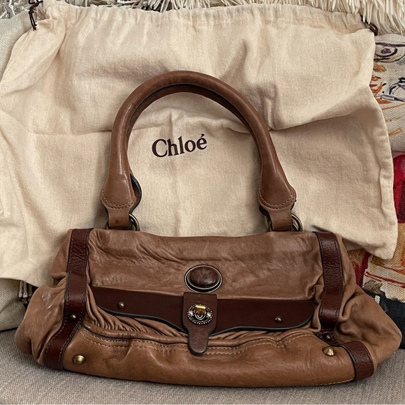 ⭐️COA⭐️ 🤎CHLOÈ RaRe Leather Maggie Frame Satchel Handbag w/dust-bag - Picture 1 of 16
